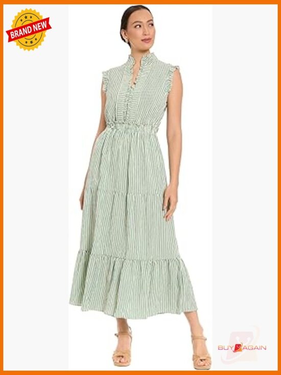 Dresses & Skirts - Boho Striped V-Neck Sleeveless A-line Maxi Dress for Wedding Guest
